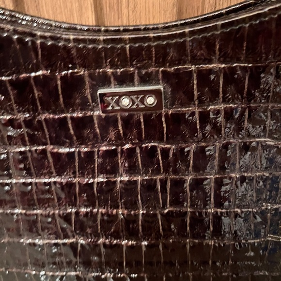XOXO Vintage Brown Embossed Croc Pattern Purse Shoulder Bag GLOSSY - Picture 4 of 15